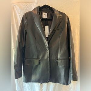 NWT Zara Faux Leather Blazer